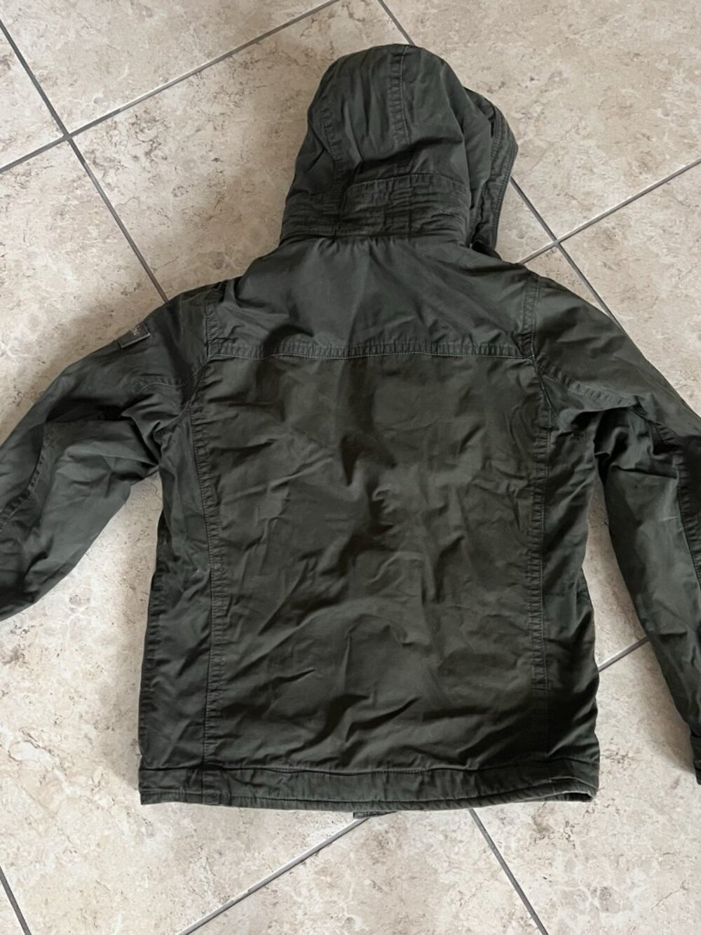 Abercrombie and Fitch SZ L Military Parka Jacket Lined Insulated Green Y2K WARM - Picture 3 of 12